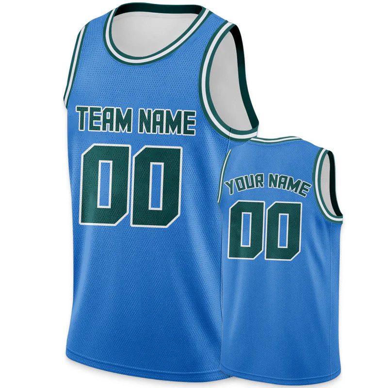 Custom Powder Blue Aqua Round Neck Rib-Knit Basketball Jersey