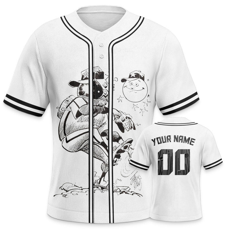 Custom White Black 3D Pattern Design Space Authentic Baseball Jersey