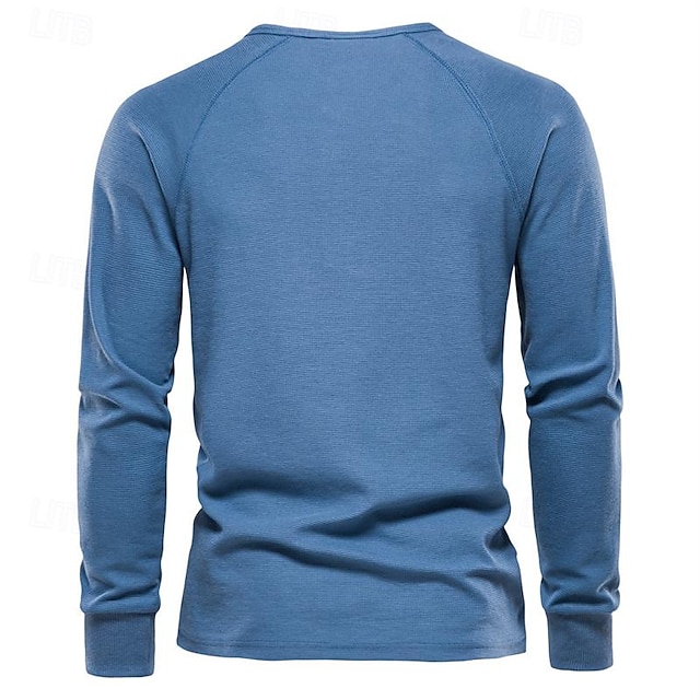 Versatile Long Sleeve Henley Tee - Classic Plain Design for Casual Outfits and Vacation Wear